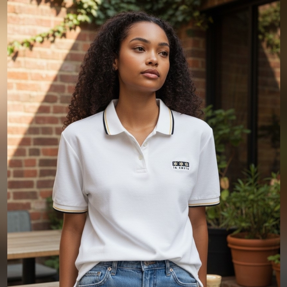 Vintage La Costa White Polo Shirt Women’s Size M 100% Cotton Made in Hong Kong